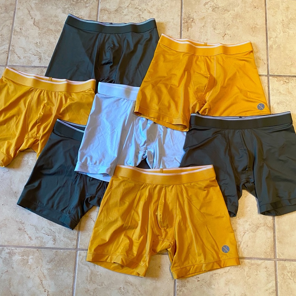 Express Boxer Briefs Pack of Seven Pairs- Mustard, Grey, Light Blue. Small